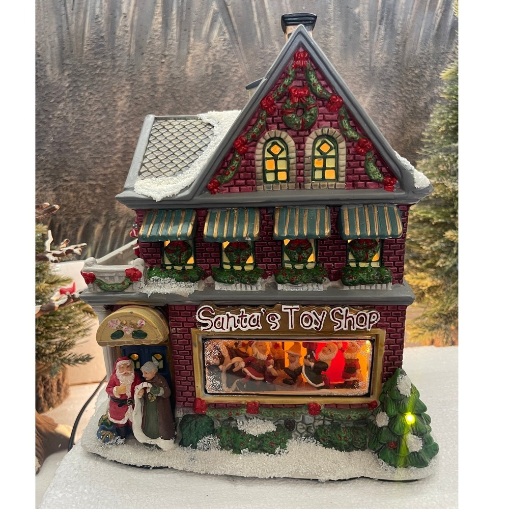 St Nicholas Square SANTA'S TOY SHOP SNS Village Collection Lighted Building 2005